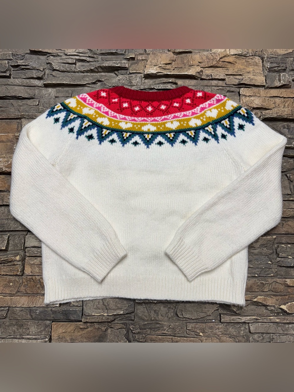 Marine Layer Archive Alpine Pullover Sweater Women Medium Off White Wool Casual - Picture 5 of 7